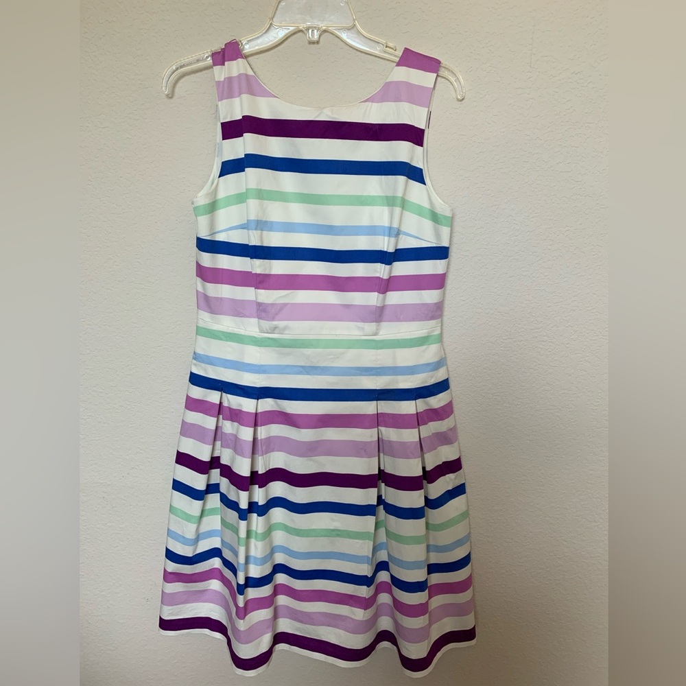 Talbots size 4 fit and flare striped cotton dress.